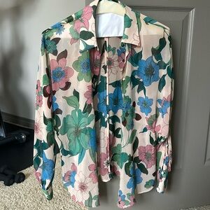 Zara flower sheer blouse